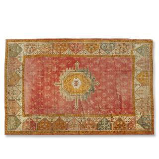 Appraisal: Ushak Carpet Ushak Carpet Salmon field with orange border approx