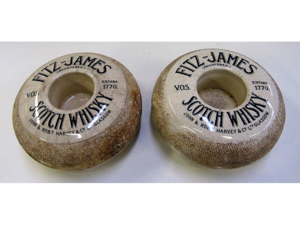 Appraisal: Pair of Wedekind Co pottery match strikers for Fitz-James Scotch