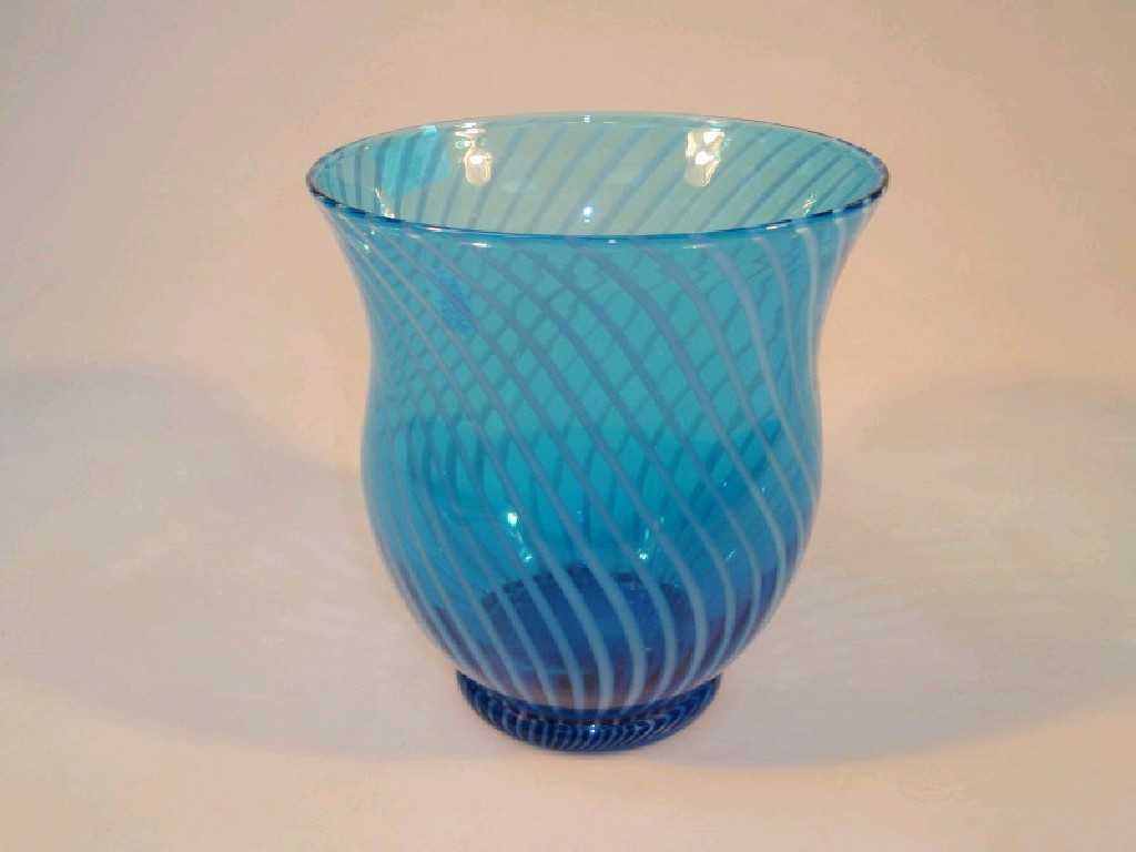 Appraisal: A modern blue and opaque swirl glass vase cm