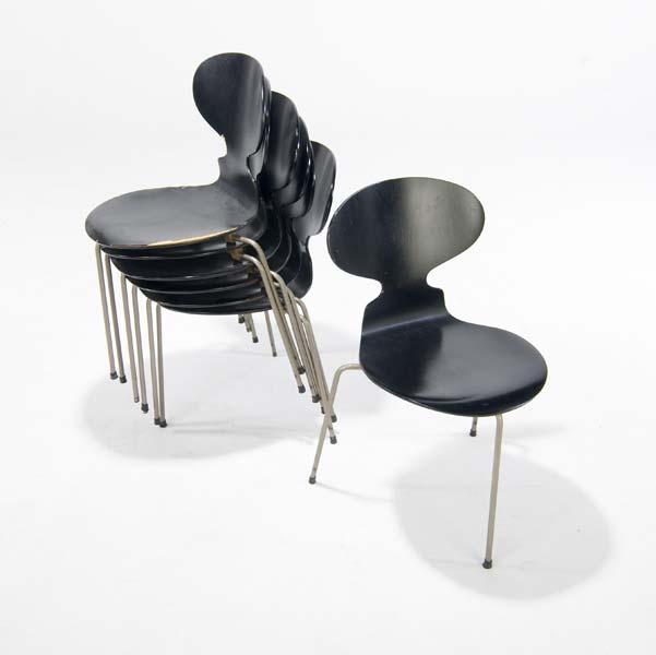 Appraisal: ARNE JACOBSEN FRITZ HANSEN Set of seven Ant chairs with