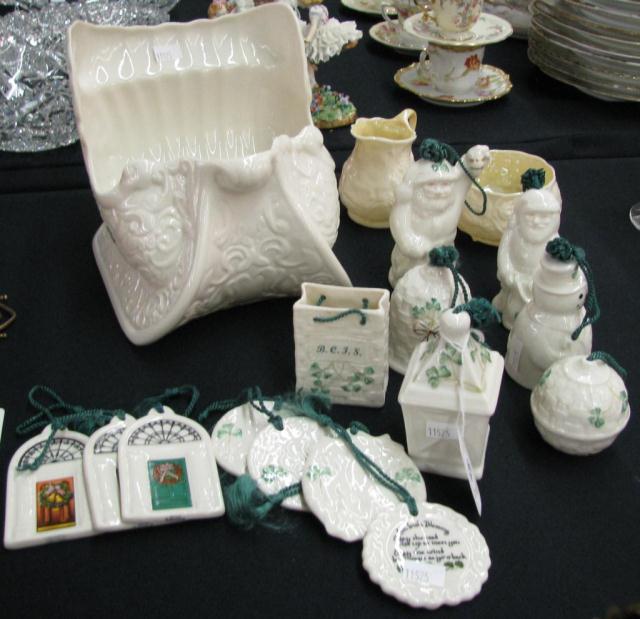 Appraisal: Group of Irish Belleek Christmas Items including creamer and sugar