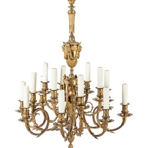 Appraisal: A Louis XVI Style Gilt Bronze Sixteen-Light Chandelier th Century