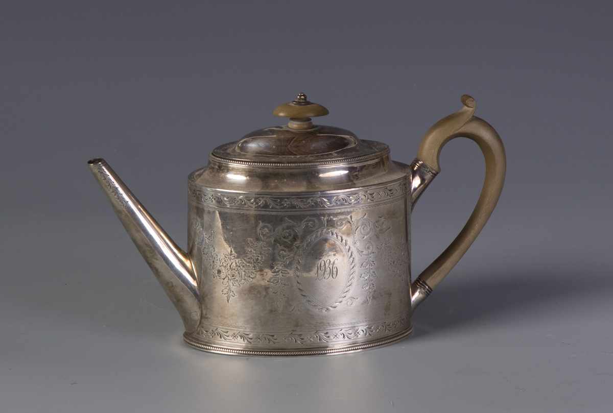 Appraisal: Hester Bateman Sterling Teapot Hester Bateman Sterling Teapot Monogrammed Troy