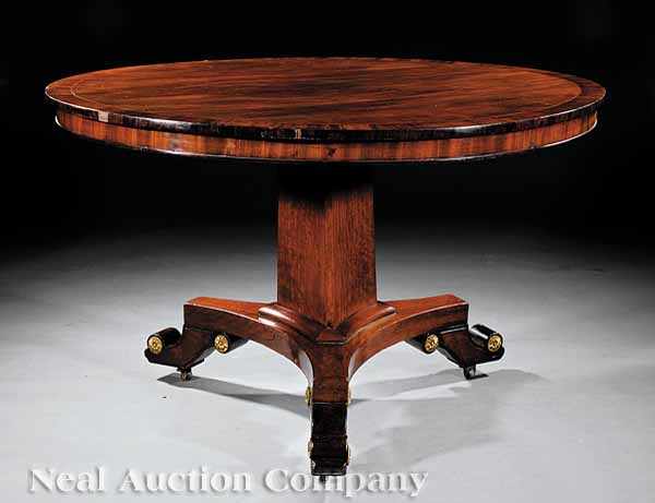 Appraisal: A Fine Regency Inlaid Mahogany and Gilt Bronze-Mounted Center Table