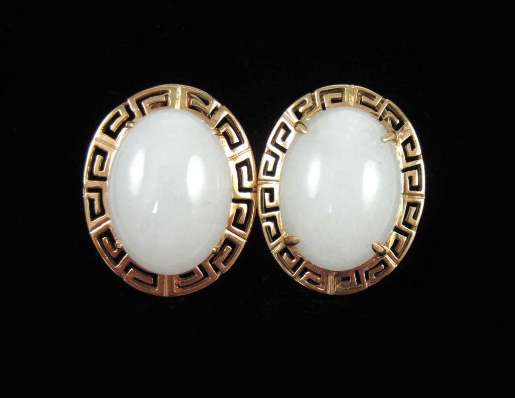 Appraisal: MASON KAY WHITE JADEITE JADE EARRINGS with Mason Kay certificate