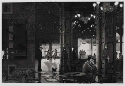 Appraisal: PETER MILTON Interiors IV Hotel Paradise Caf Resist-ground etching and