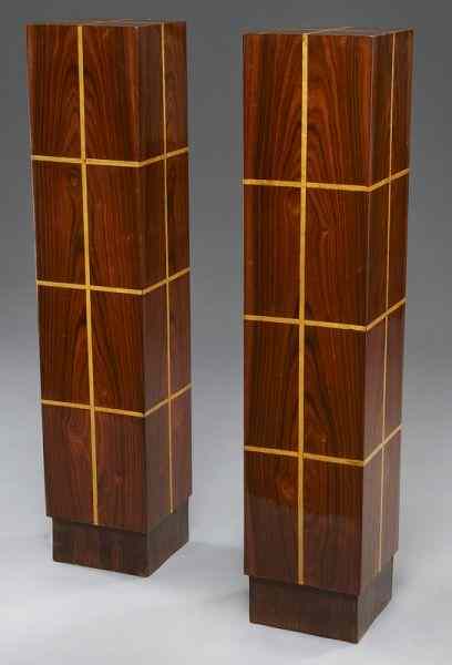 Appraisal: Pr Art Deco style inlaid pedestalswith a high lacquer finish