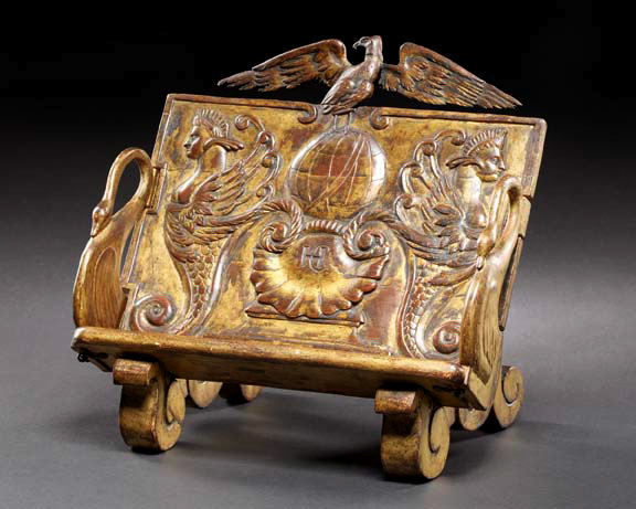 Appraisal: Attractive Italian Carved and Gilded Walnut Bookstand in the Renaissance