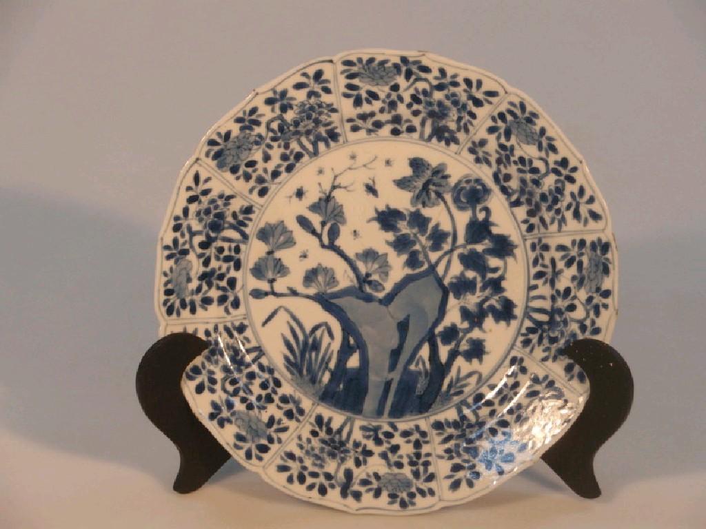 Appraisal: A thC Chinese blue and white plate painted with rock