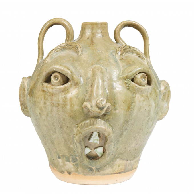 Appraisal: Vicki Miller N Carolina pottery double sided face jug with