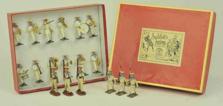 Appraisal: MIGNOT FRENCH SAILORS MARCHING BAND Boxed and tied m twelve