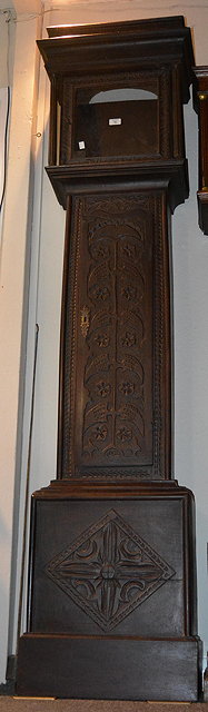 Appraisal: An antique carved oak longcase clock casewith foliate decoration cm