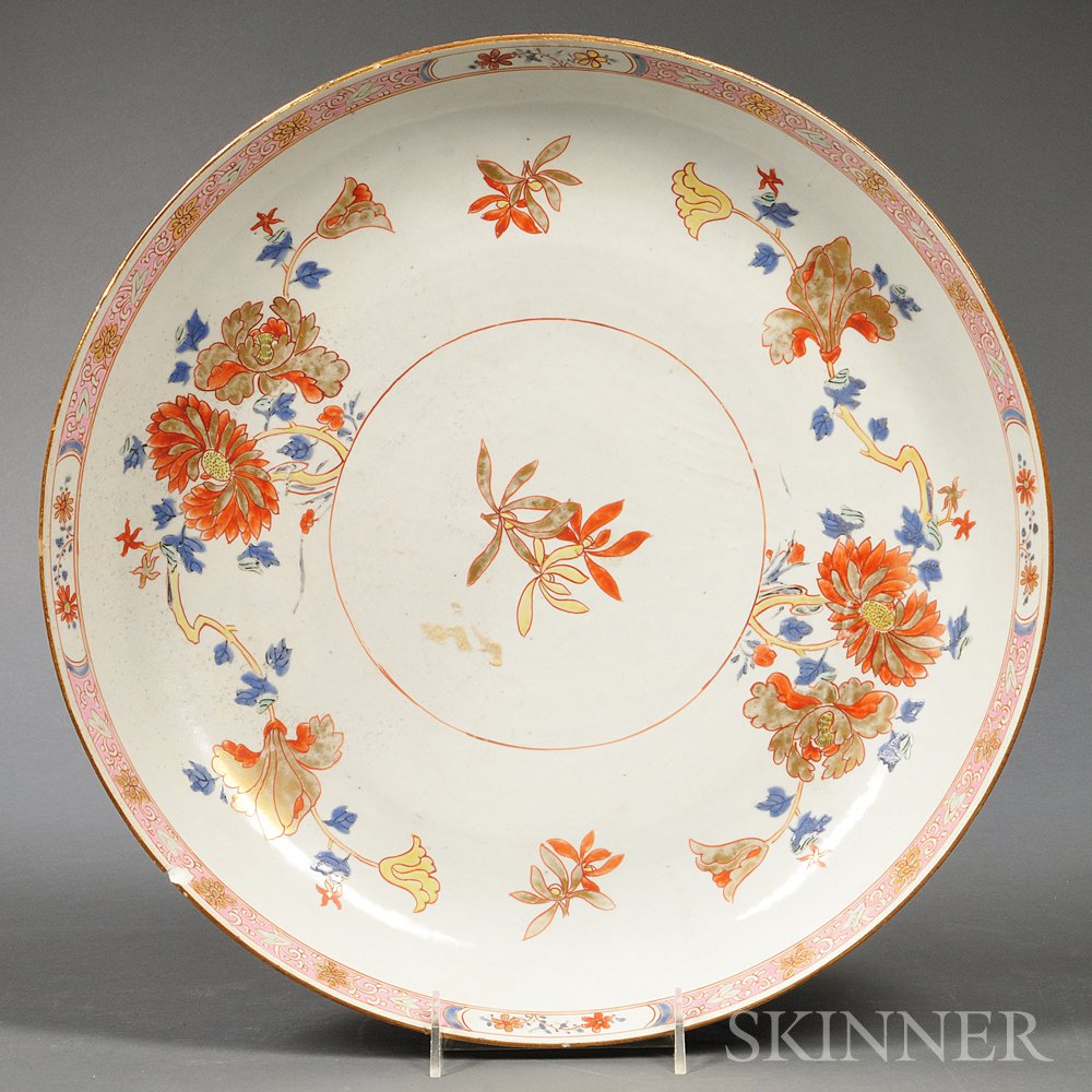 Appraisal: Famille Rose Imari-style Export Charger China decorated with floral motifs