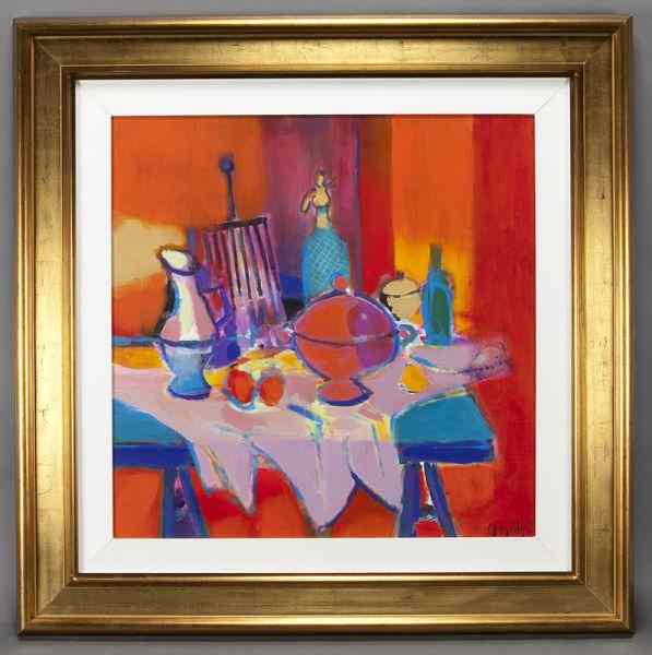 Appraisal: Marcel Mouly ''Nature Morte Siphon Grill etSoupiere'' oil on canvas