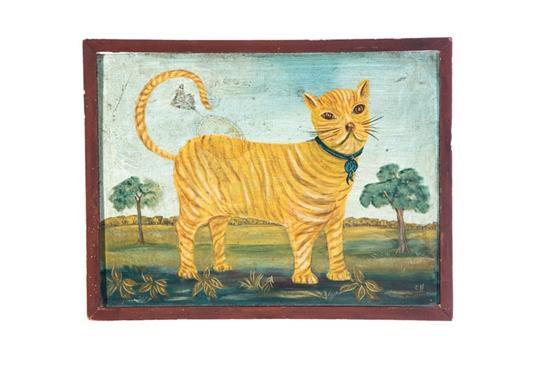 Appraisal: PAINTING OF A CAT BY LEW HUDNALL OHIO TH CENTURY