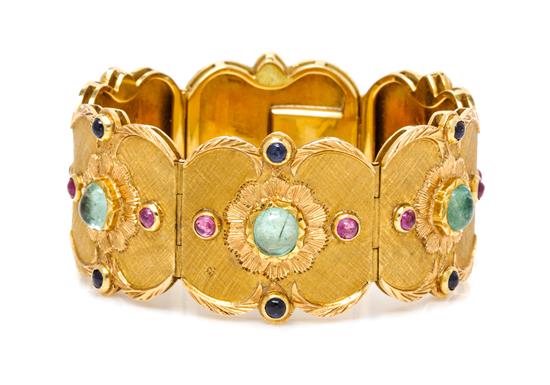 Appraisal: Sale Lot An Karat Yellow Gold and Multigem Bracelet consisting