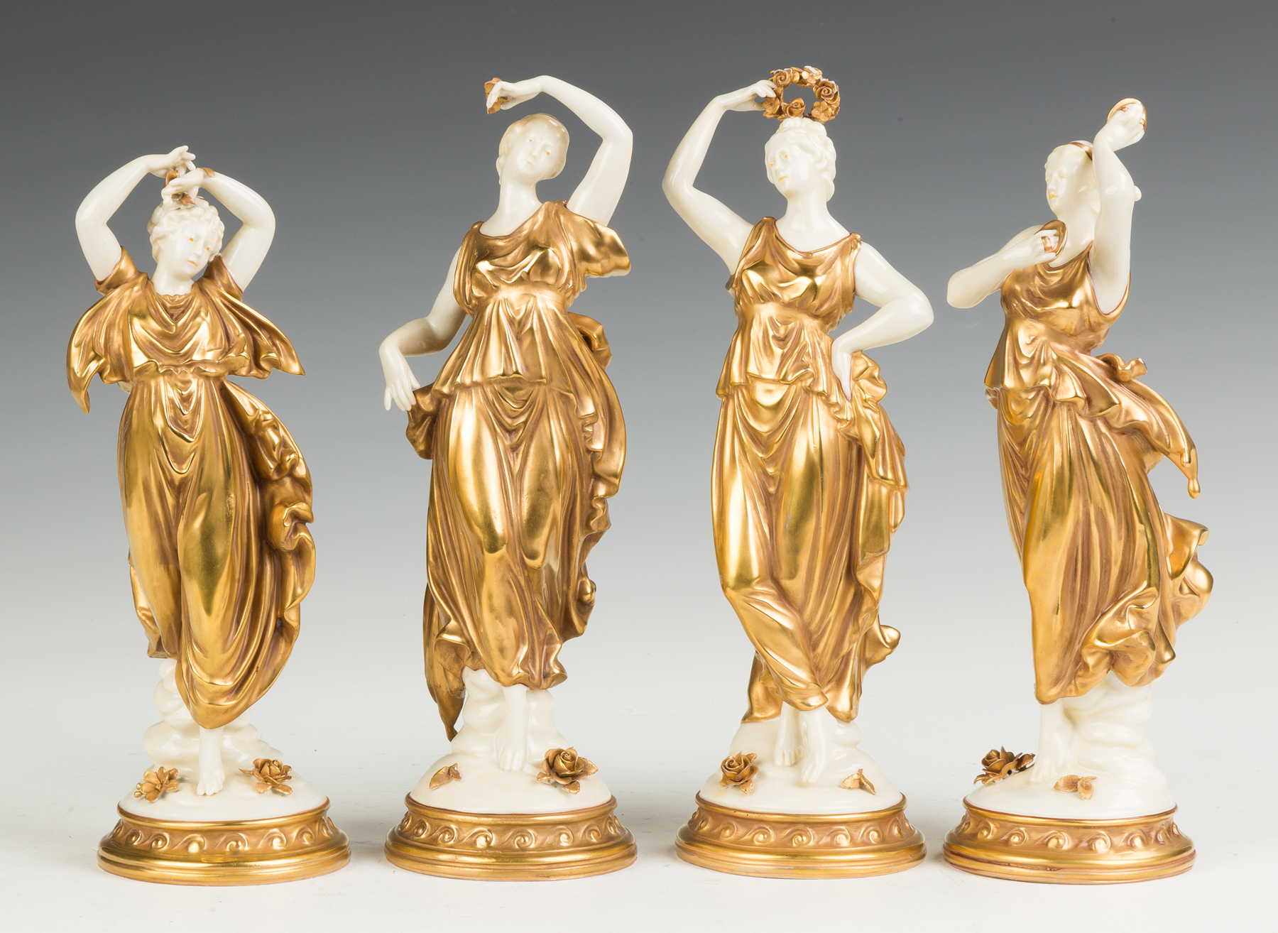 Appraisal: German Gold Leafed Porcelain Classical Figures C