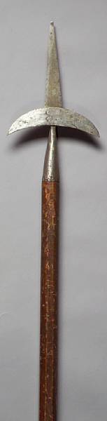 Appraisal: A bridle-cutting pikemid- th century Having a inch triangular spearpoint