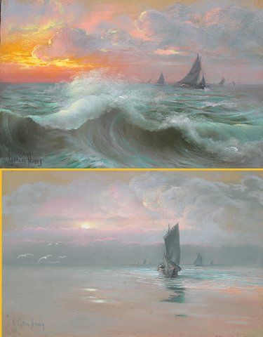 Appraisal: NOURY Gaston French - Two Maritime Scenes Pastels '' x