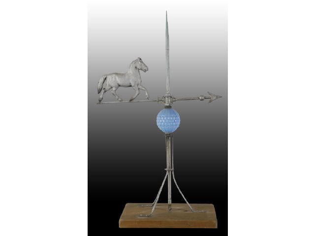 Appraisal: Horse Weathervane Description Circa Mounted on board Blue milk glass