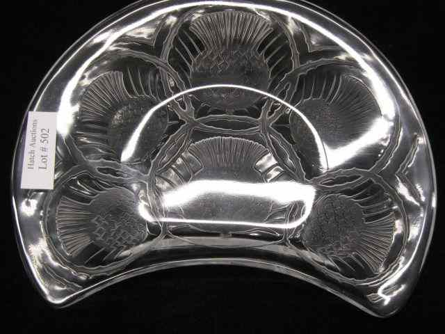 Appraisal: Lalique French Crystal Dish frosted thistle design '' wide signed