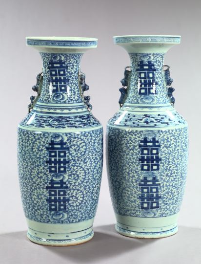 Appraisal: Tall Pair of Tao-Kuang Blue and White Porcelain Vases second