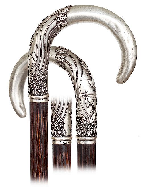 Appraisal: Silver Wiener Werkst tten Dress Cane Exclusive on Bidsquare Silver