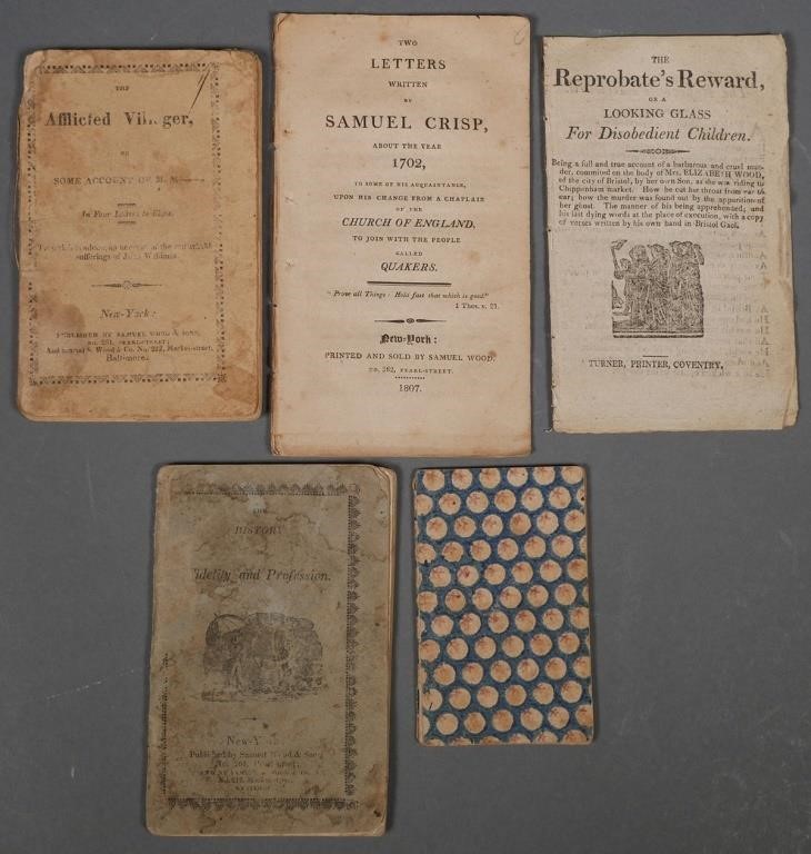 Appraisal: Five early C chap books published by Samuel Wood A