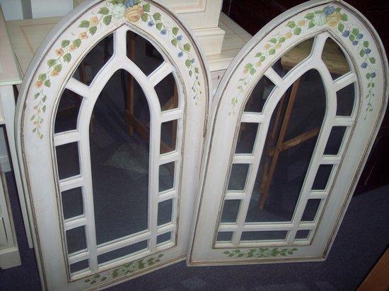 Appraisal: A pair of th Century gothic framed mirrors painted flowers