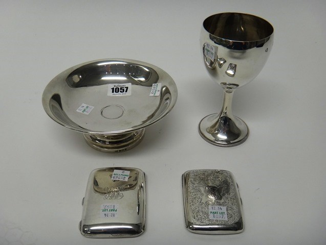 Appraisal: Silver and silver mounted wares comprising a circular pedestal dish