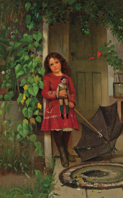 Appraisal: JOHN GEORGE BROWN American - Girl with Doll oil on