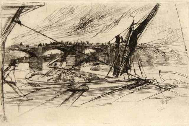 Appraisal: JAMES ABBOT MCNEILL WHISTLER - Vauxhall Bridge signed and dated