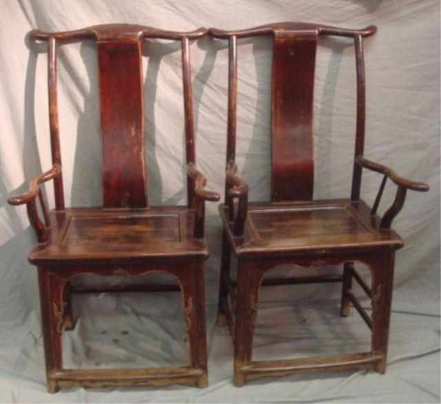 Appraisal: Pair of Chinese Arm Chairs From a Harrison NY home