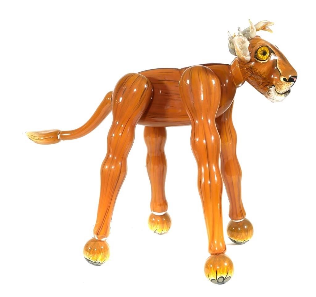 Appraisal: Lion Cub large and detailed polychrome blown glass animal sculpture