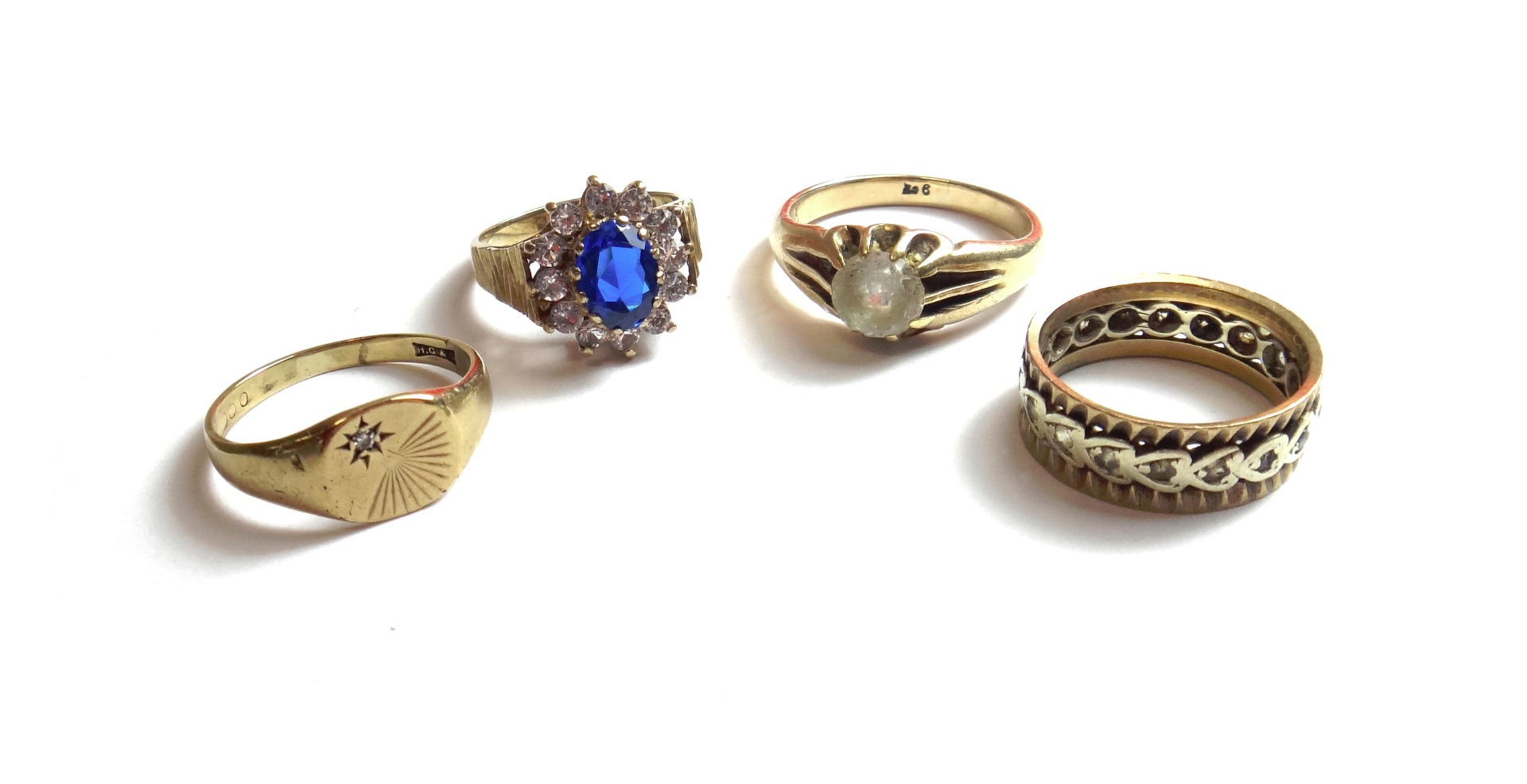 Appraisal: A ct gold signet ring a ct gold blue and