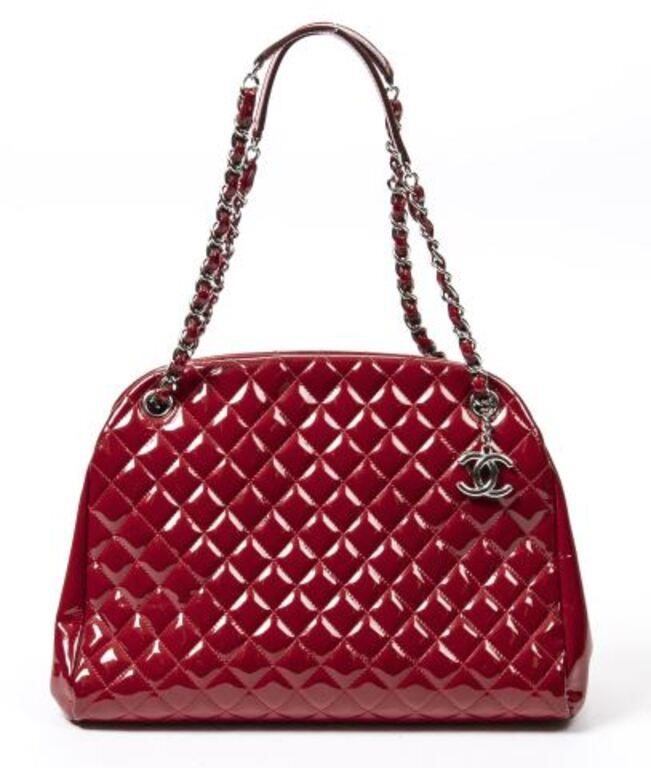 Appraisal: Chanel Large Just Mademoiselle Bowling shoulder bag in red quilted