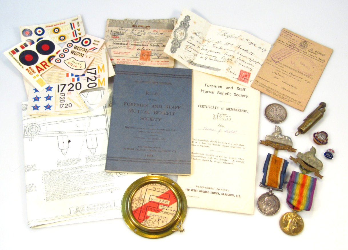 Appraisal: Various WWI medals and associated badges etc to include -