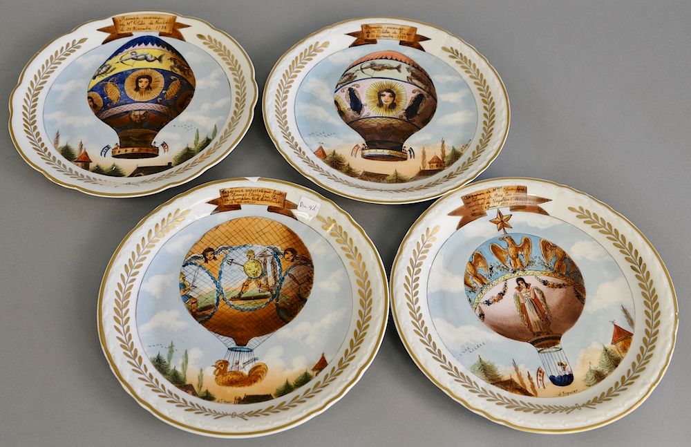 Appraisal: Set of four Paris porcelain plates having hand painted historically