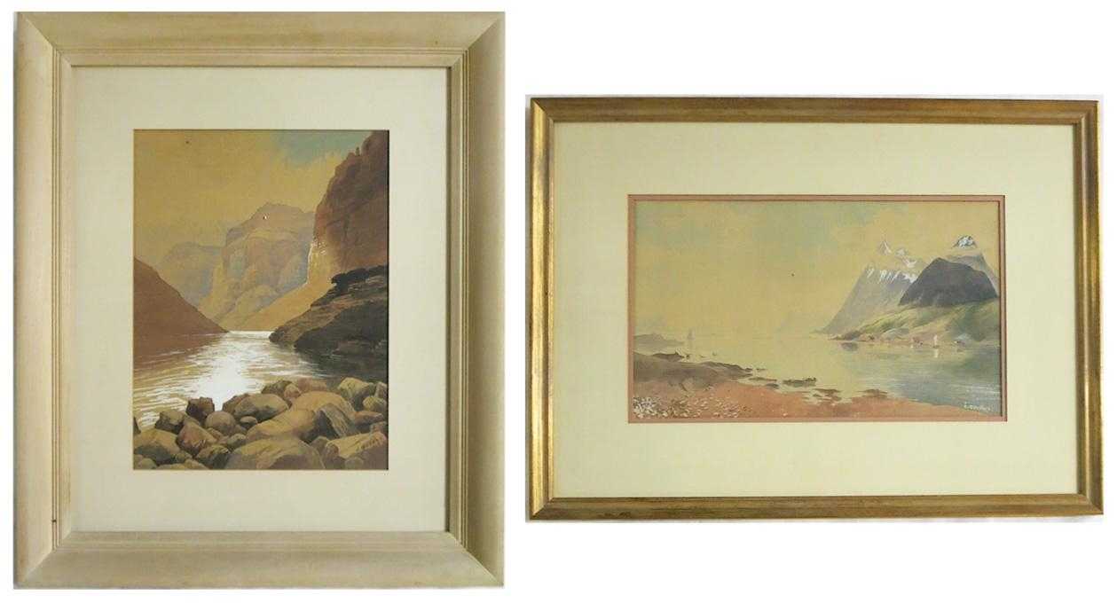 Appraisal: JACOB OTTNAT TWO WATERCOLORS ON PAPER California Germany - River