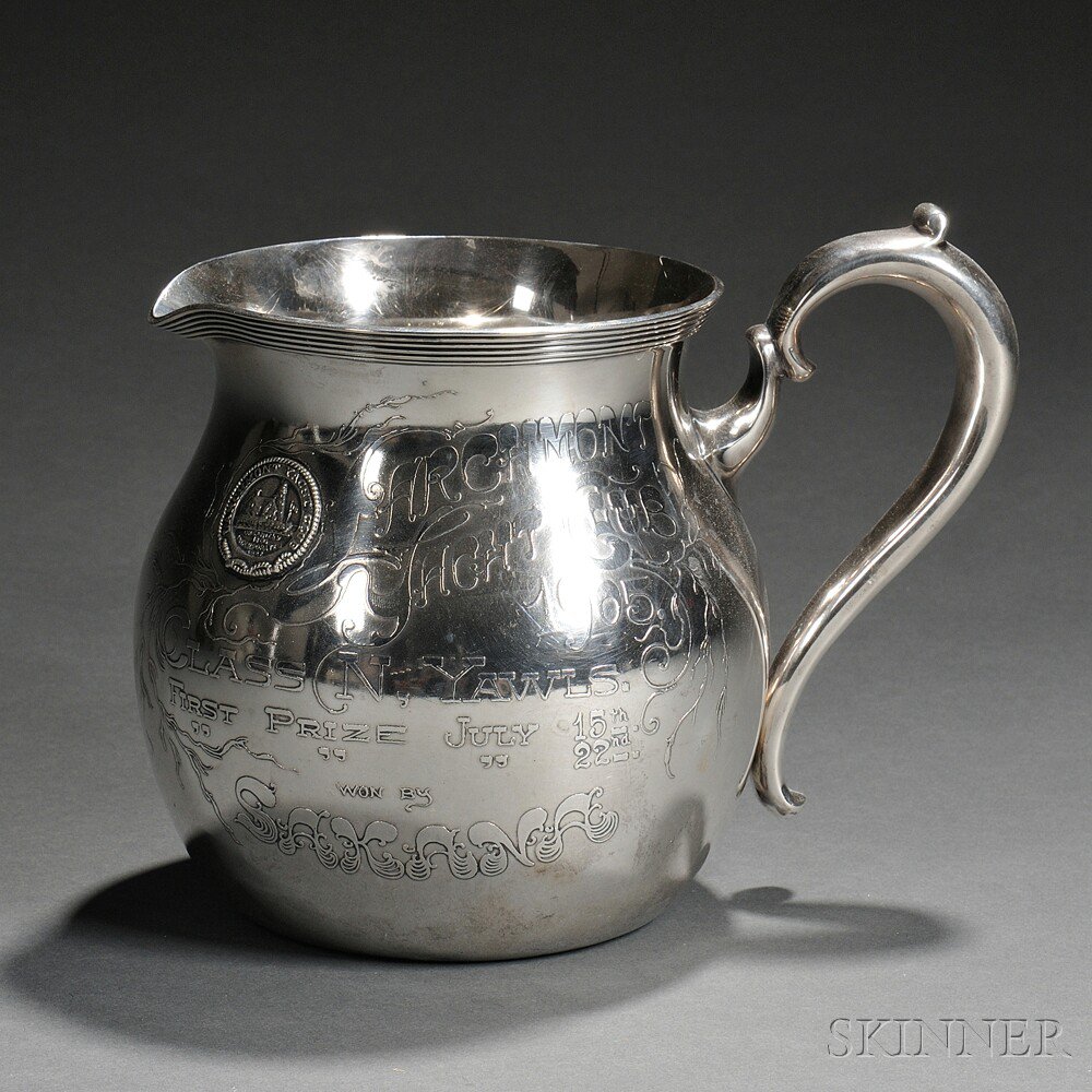 Appraisal: Whiting Sterling Silver Larchmont Yacht Club Trophy Pitcher New York