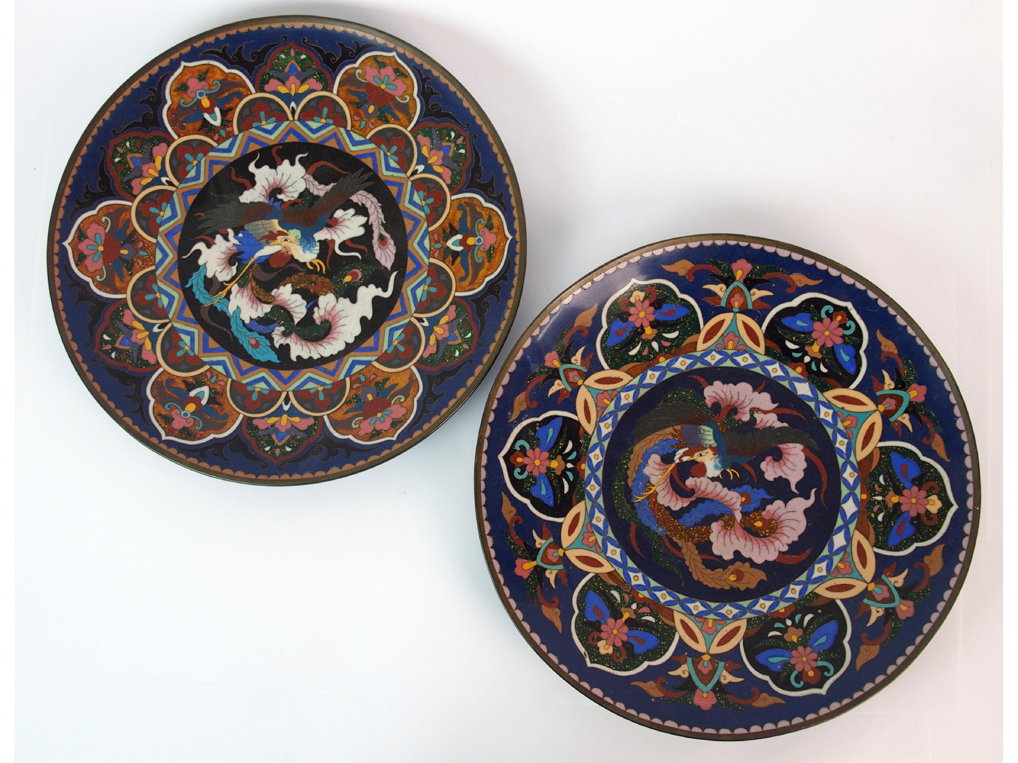 Appraisal: A pair of Japanese cloisonne dishesdecorated with Ho-o birds and