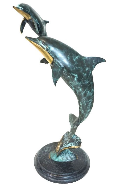 Appraisal: Robert Wyland Style Polychrome Dolphin Bronze Robert Wyland Style Polychrome