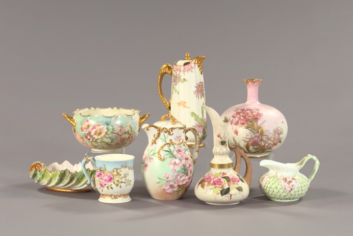 Appraisal: Eight-Piece Collection of Hand-Painted American Belleek Porcelain comprised of a