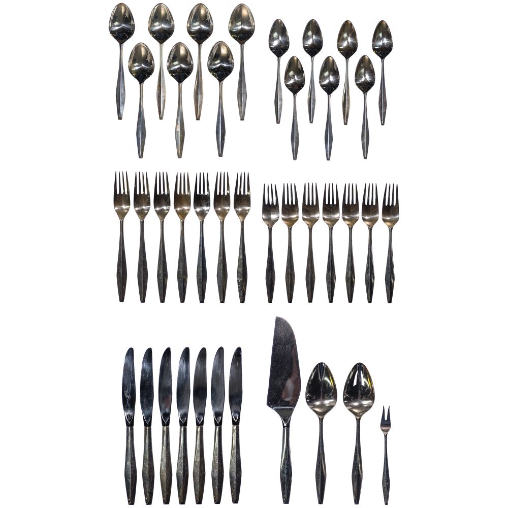 Appraisal: GIO PONTI FOR REED BARTON DIAMOND STERLING SILVER FLATWARE items