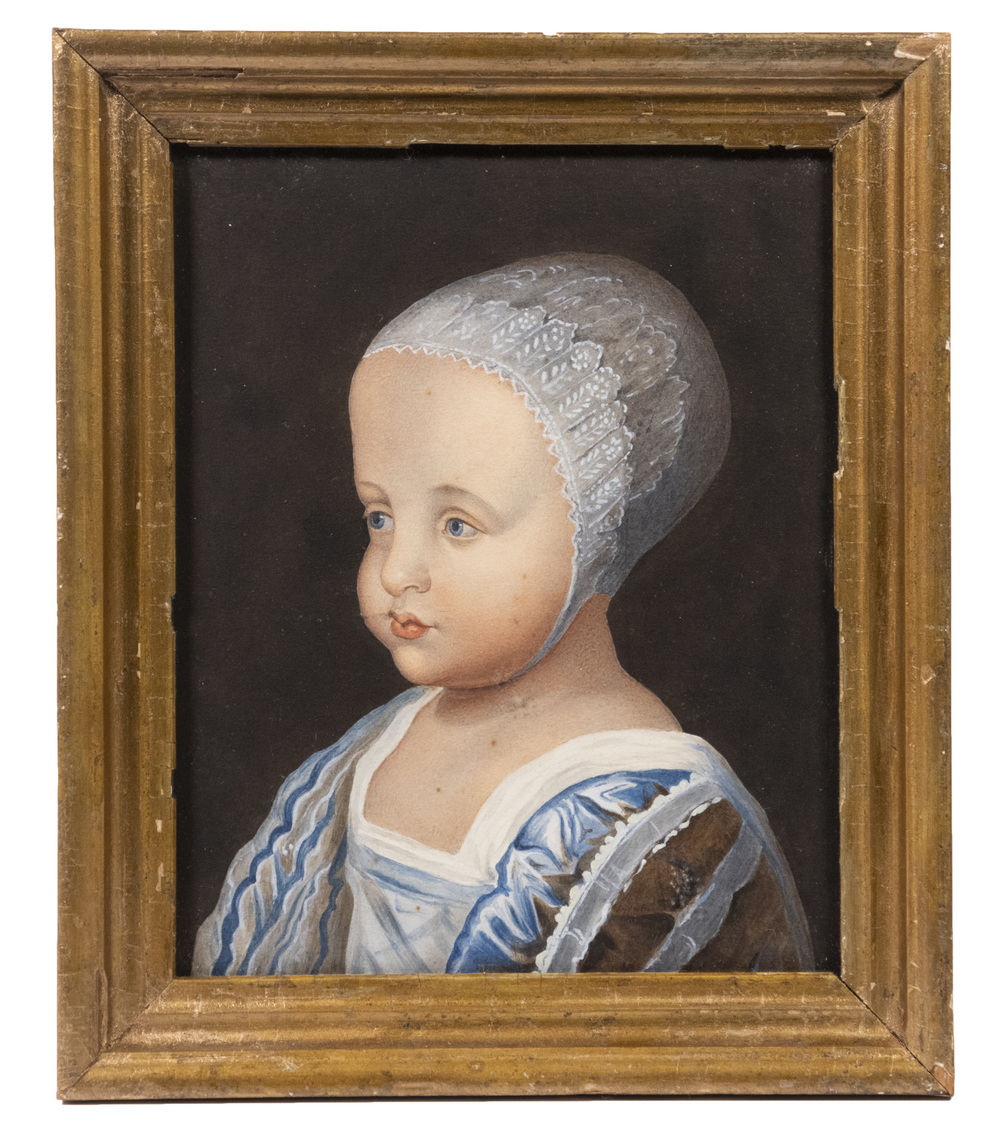 Appraisal: DUTCH STYLE PORTRAIT OF A TODDLER th c Gouache Bust