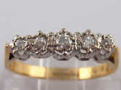 Appraisal: A carat gold five stone diamond ring size M gms