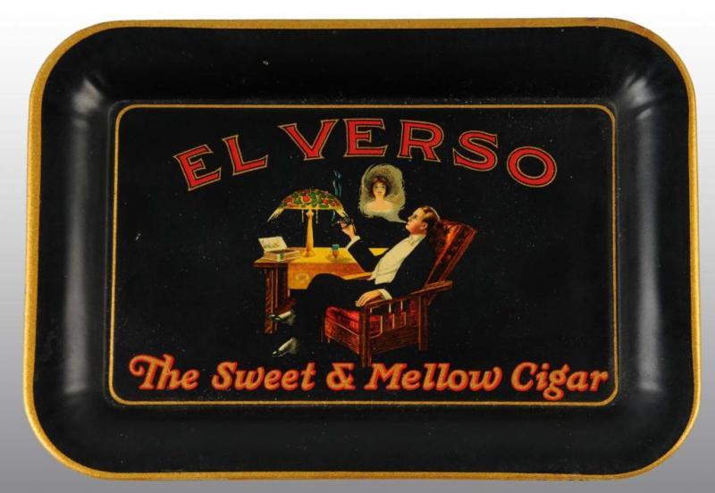 Appraisal: Rectangular El Verso Cigar Tip Tray Description Incredible graphic of