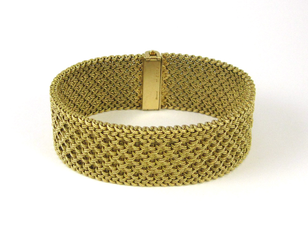 Appraisal: FRENCH EIGHTEEN KARAT GOLD STRAP BRACELET measuring - inches in