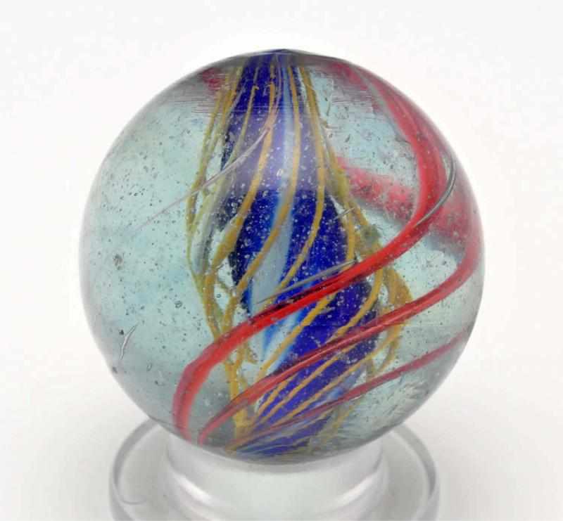 Appraisal: -Stage Solid Core Swirl Marbles Description Blue and white solid