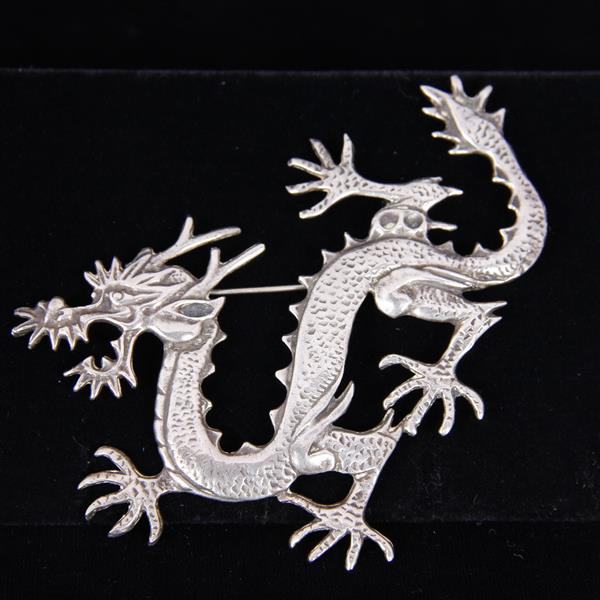 Appraisal: Ming's Honolulu Sterling Silver Chinese Dragon Figural Brooch Pin H